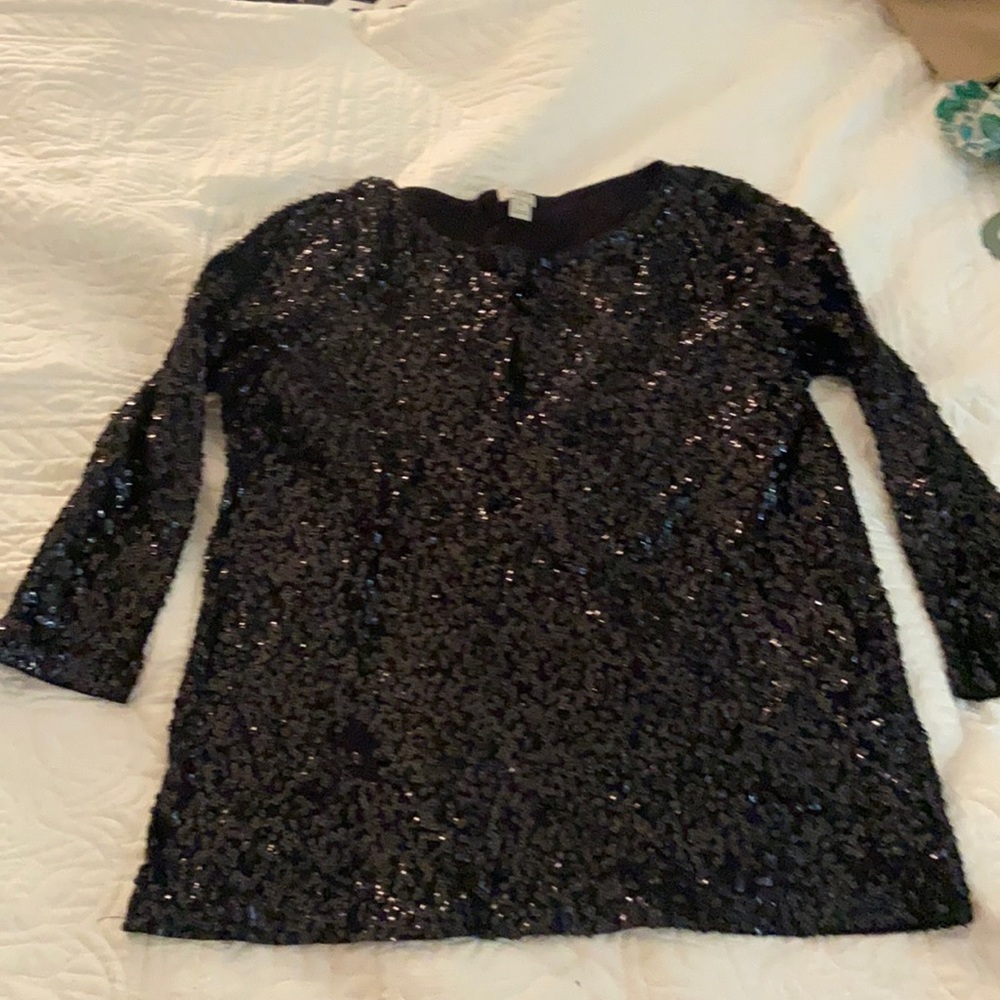 JCrew Factory 3/4 length stretchy sequins top.